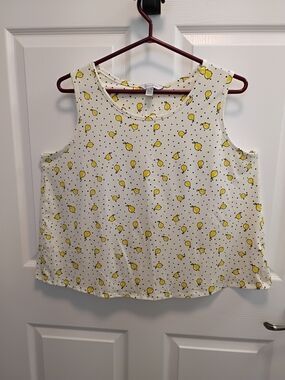 *Closet Clearout‎ $12.00* Lemon Print Crossback Sleeveless Summer Top Size Xl